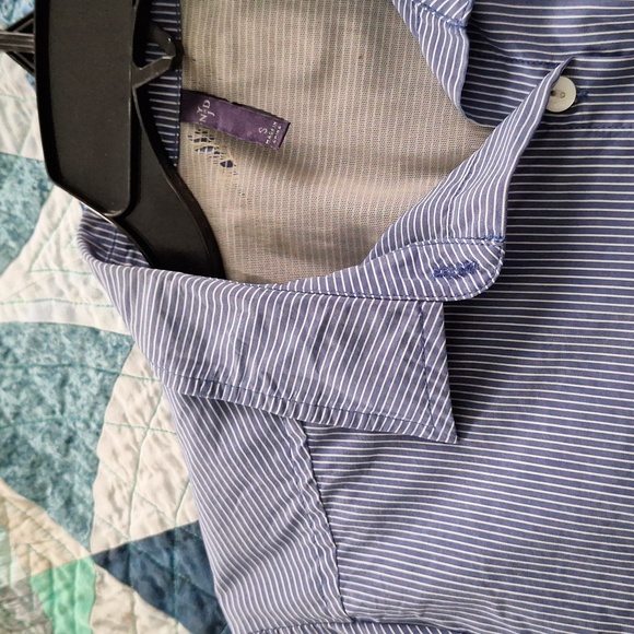 NYDJ COTTON WOMENS SHIRT. ALWAYS CRISP LOOKING BLUE AND WHITE STRIPED SHIRT - Picture 5 of 5